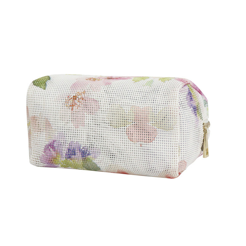 blomster maleri PVC mesh kosmetik taske