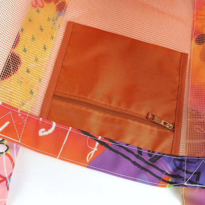 Fasion PVC mesh shopper taske med indvendig lynlåslomme